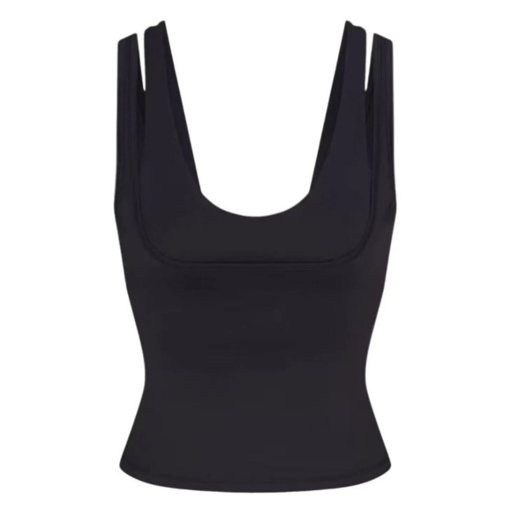 Skims Matte Double Strap Scoop Tank TP-TNK-10540W Obsidian Black Top Small
